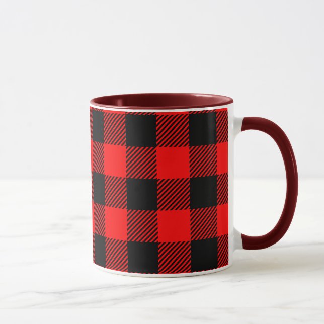 Buffalo Check Red and Black Lumberjack Plaid Decor Mug (Right)