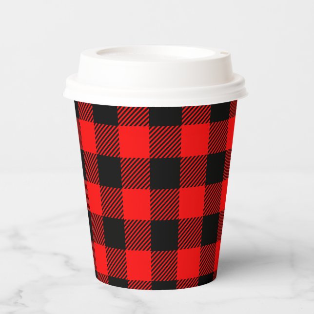 Buffalo Check Red and Black Lumberjack Plaid Decor Paper Cups (Front)