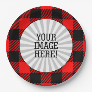 Buffalo Check Red and Black Lumberjack Plaid Decor Paper Plate