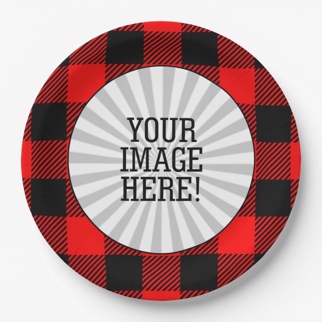 Buffalo Check Red and Black Lumberjack Plaid Decor Paper Plate (Front)