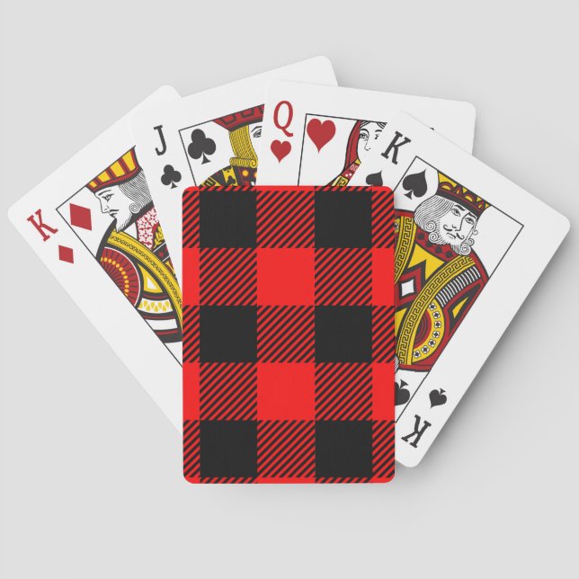 Buffalo Check Red and Black Lumberjack Plaid Decor Playing Cards (Back)