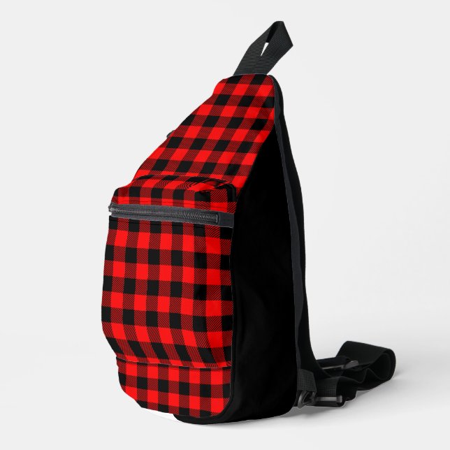 Buffalo Check Red and Black Lumberjack Plaid Decor Sling Bag (Right Corner)