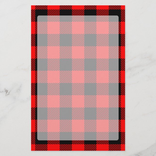 Buffalo Check Red and Black Lumberjack Plaid Decor Stationery (Front)