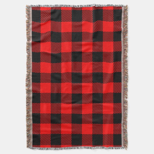 Buffalo Check Red and Black Lumberjack Plaid Decor Throw Blanket (Front Vertical)