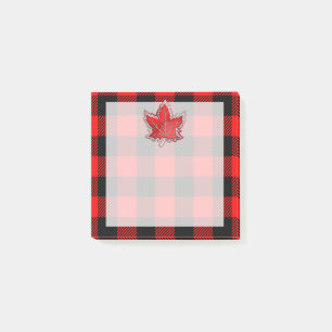 Buffalo Check Red and Black Plaid Maple Leaf Post-it Notes