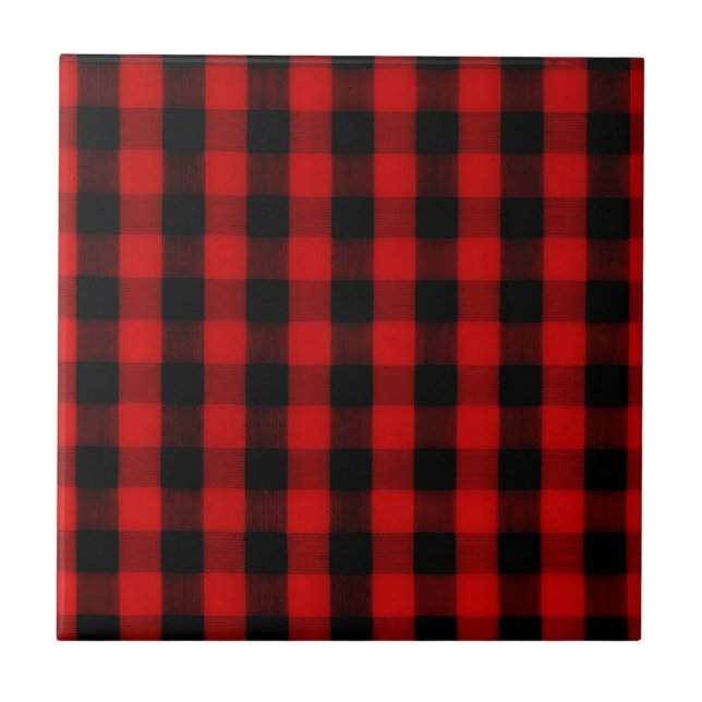Buffalo Check Red and Black Plaid Tile (Front)