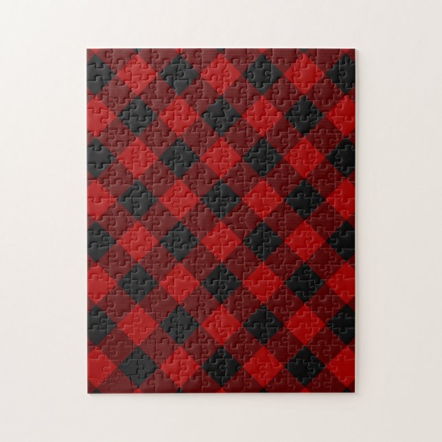 Buffalo Check Red Tartan Plaid Pattern Jigsaw Puzzle (Vertical)