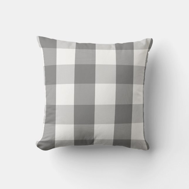 Buffalo Check - rustic grey white Throw Pillow (Front)