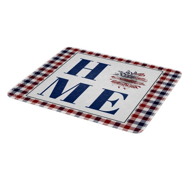 Buffalo check sunflower "Home"  Cutting Board (Corner)