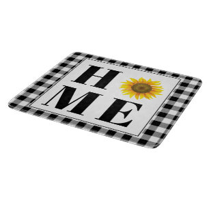 Buffalo check sunflower "Home"  Cutting Board