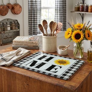 Buffalo check sunflower "Home" Cutting Board