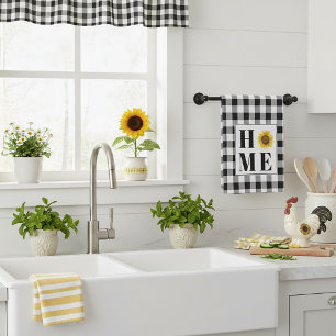 Buffalo check sunflower "Home" Kitchen Towel