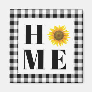 Buffalo check sunflower "Home"   Magnet