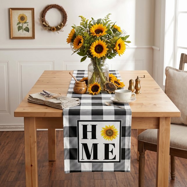 Buffalo check sunflower "Home"   Short Table Runner (Creator Uploaded)
