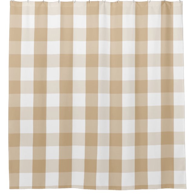 Buffalo Check Tan Shower Curtain (Front)