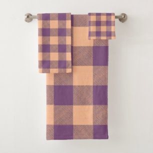Buffalo Check Violet and Tan Bath Towel Set