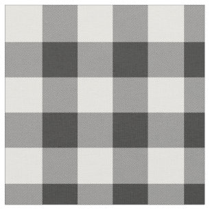 Buffalo Check White and Black Squares Plaid Fabric