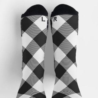 Buffalo Check White and Black Squares Plaid Socks