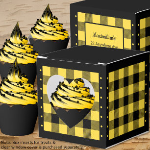 Buffalo Check - Yellow and Black - Heart Favour Bo Favor Box