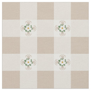 Buffalo Checks and Magnolias Cross Pattern Greige Fabric