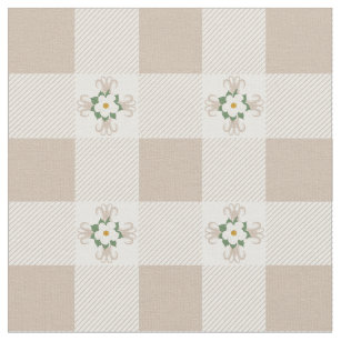 Buffalo Checks and Magnolias Cross Pattern Greige Fabric