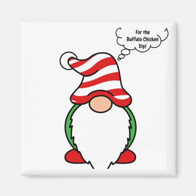 Buffalo Chicken Dip Christmas Gnome Magnet (Front)