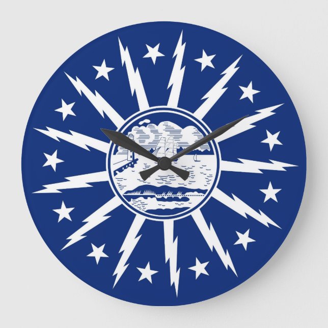 buffalo city flag united state america new york large clock (Front)