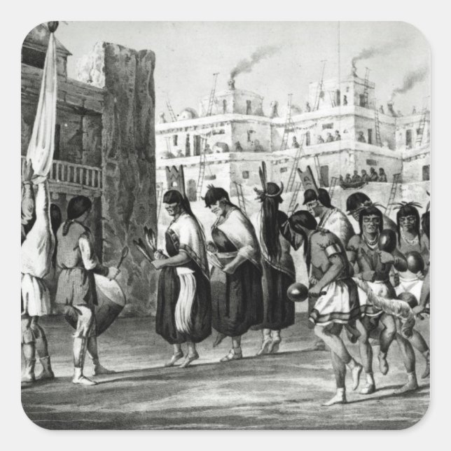 Buffalo Dance at Pueblo de Zuni Square Sticker (Front)