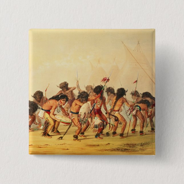 Buffalo Dance, c.1832 2 Inch Square Button (Front)