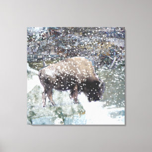 Buffalo dans la copie de toile enveloppée par