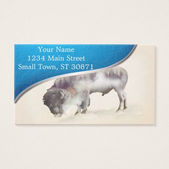 Buffalo-double exposure-american buffalo-landscape business card