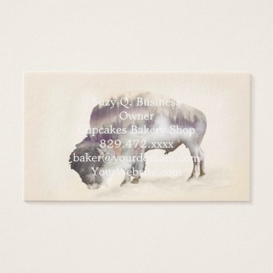 Buffalo-double exposure-american buffalo-landscape business card