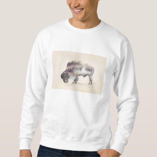 Buffalo-double exposure-american buffalo-landscape sweatshirt