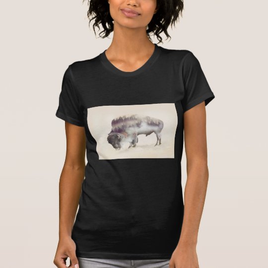 Buffalo-double exposure-american buffalo-landscape T-Shirt