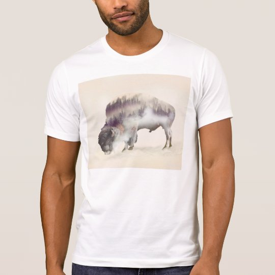 Buffalo-double exposure-american buffalo-landscape T-Shirt