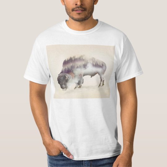 Buffalo-double exposure-american buffalo-landscape T-Shirt