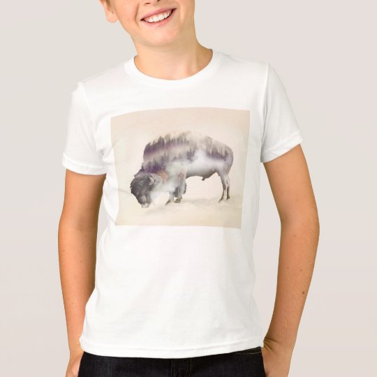 Buffalo-double exposure-american buffalo-landscape T-Shirt