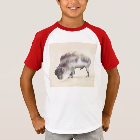 Buffalo-double exposure-american buffalo-landscape T-Shirt