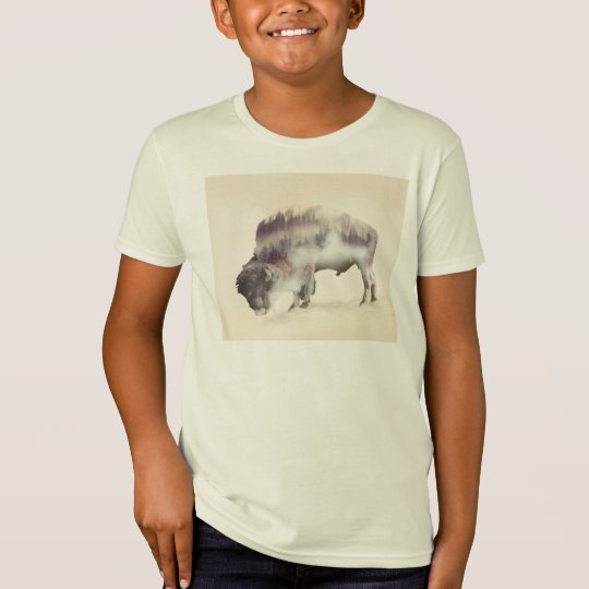 Buffalo-double exposure-american buffalo-landscape T-Shirt