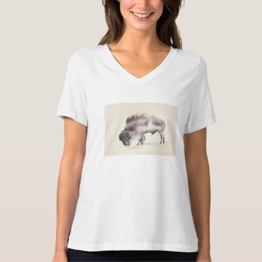 Buffalo-double exposure-american buffalo-landscape T-Shirt