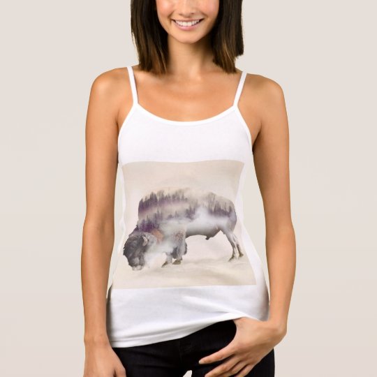 Buffalo-double exposure-american buffalo-landscape tank top