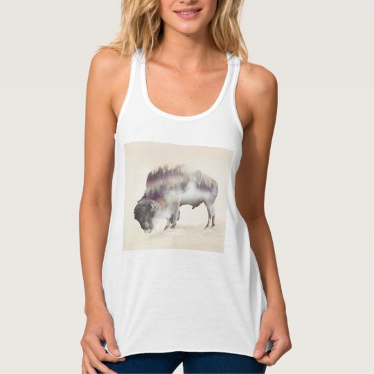 Buffalo-double exposure-american buffalo-landscape tank top