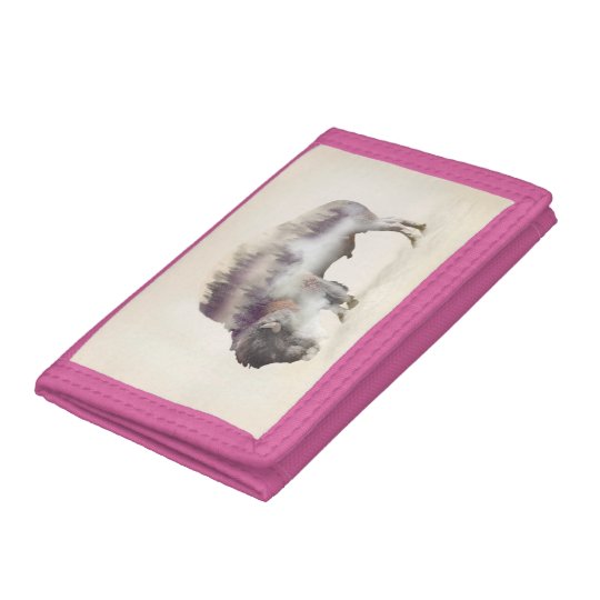 Buffalo-double exposure-american buffalo-landscape tri-fold wallets