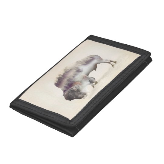 Buffalo-double exposure-american buffalo-landscape trifold wallet