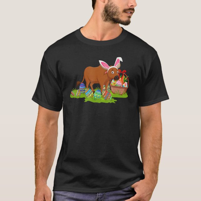 Buffalo Easter Egg Hunting Bunny Buffalo Easter Su T-Shirt (Front)