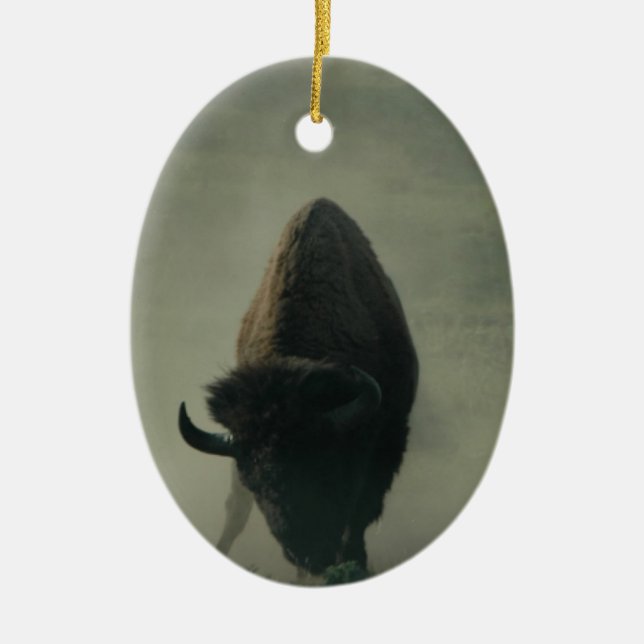 Buffalo  "eat my dust" ceramic ornament (Front)