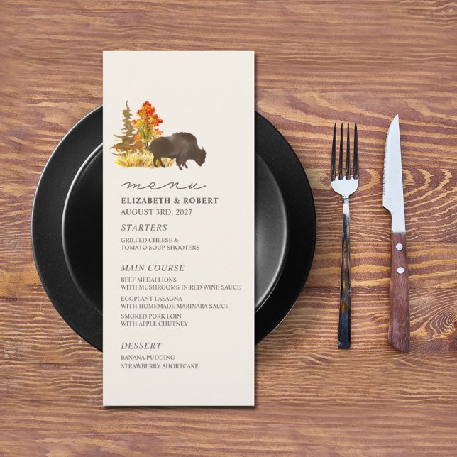 Buffalo Fall Foliage Bison Script Wedding Menu (Creator Uploaded)