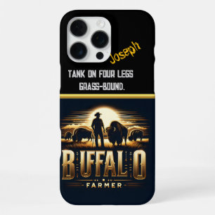 Buffalo Farmer Tending to Bison at Sunset iPhone 16 Pro Max Case