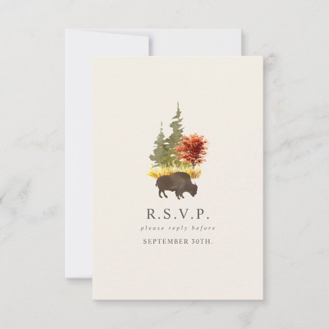 Buffalo Foliage Fall Autumn Wedding  RSVP Card (Front)