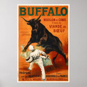 Buffalo France Poster vintage 1900